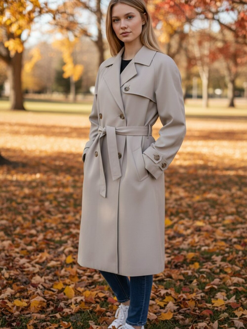 Jones New York Vintage Double-Breasted Trench Coat Beige Tan Size 6